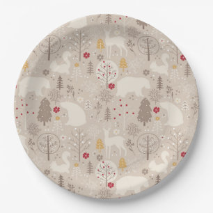 Cute Woodland Animals Nordic Pattern Papieren Bordje