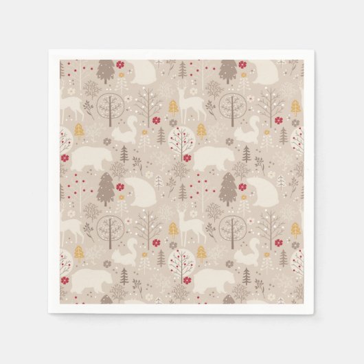 Cute Woodland Animals Nordic Pattern Servet (Voorkant)