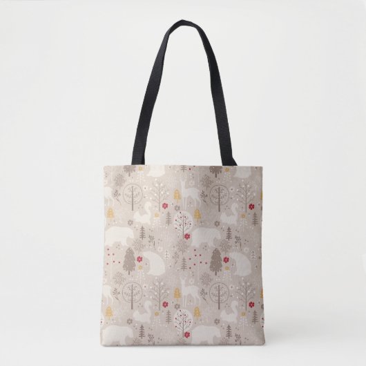 Cute Woodland Animals Nordic Pattern Tote Bag (Voorkant)