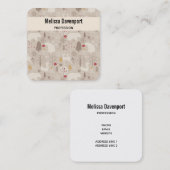 Cute Woodland Animals Nordic Pattern Vierkante Visitekaartje (Voorkant / Achterkant)