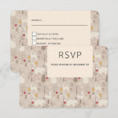 Cute Woodland Animals Nordic Pattern Weddenschap RSVP Kaartje (Voorkant / Achterkant)
