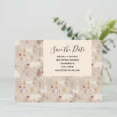 Cute Woodland Animals Nordic Pattern Weddenschap Save The Date (Staand voorkant)