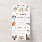 Cute Woodland Animals Oh Boy Baby shower All In One Uitnodiging (Binnen)