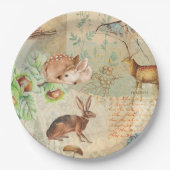  Cute Woodland Animals Pattern Papieren Bordje (Voorkant)