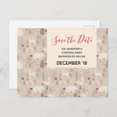 Cute Woodland Animals Pattern Save the Date Uitnodiging Briefkaart (Voorkant / Achterkant)