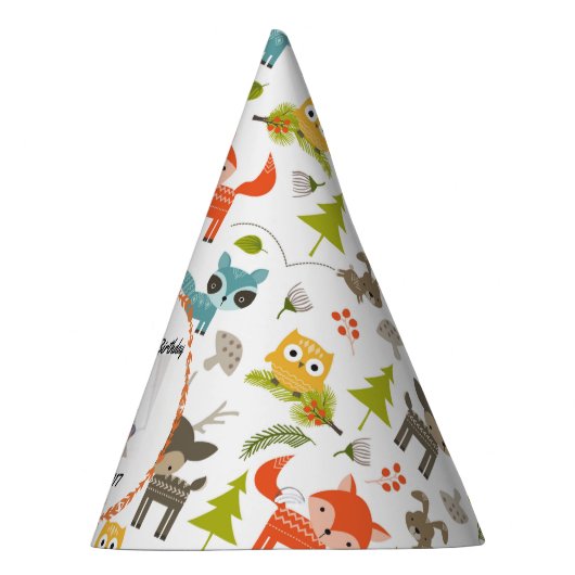 Cute Woodland Animals Personalized Photo Party Pet Feesthoedjes (Rechts)