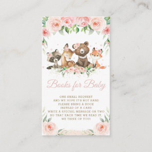 Cute Woodland Animals Pink Floral Boos for Baby  Informatiekaartje