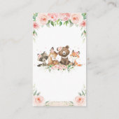 Cute Woodland Animals Pink Floral Diaper Raffle  Informatiekaartje (Achterkant)