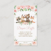Cute Woodland Animals Pink Floral Diaper Raffle  Informatiekaartje (Voorkant)