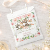 Cute Woodland Animals Pink Floral Girl Baby shower Bedankzakje (Geknipt)