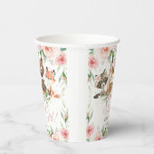 Cute Woodland Animals Pink Floral Girl Baby shower Papieren Bekers (Rechts)