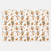 Cute Woodland Animals, Pumpkins, Daisy Autumn Fall Inpakpapier Vel (Voorkant)