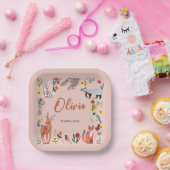 Cute Woodland Animals Roze Baby shower Papieren Bordje (Feest)