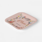 Cute Woodland Animals Roze Baby shower Papieren Bordje (Gebogen)