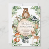 Cute Woodland Animals Rustic Greenery Baby shower Kaart (Voorkant)