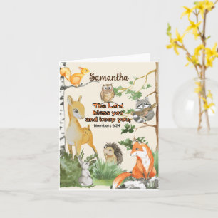 Cute Woodland Animals Scripture Blessing for Kids Kaart