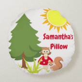 Cute Woodland Animals Squirrel & Owl Baby Nursery Rond Kussen (Achterkant)