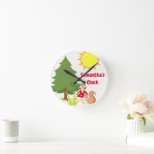 Cute Woodland Animals Squirrel & Owl Baby Nursery Ronde Klok (Huis)