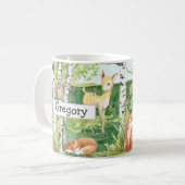 Cute Woodland Animals Waterverf Aangepaste naam Mo Koffiemok (Voorkant links)