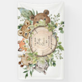 Cute Woodland Animals White Baby shower Spandoek (Verticaal)