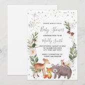 Cute Woodland Animals Winter Baby shower Kaart (Voorkant / Achterkant)
