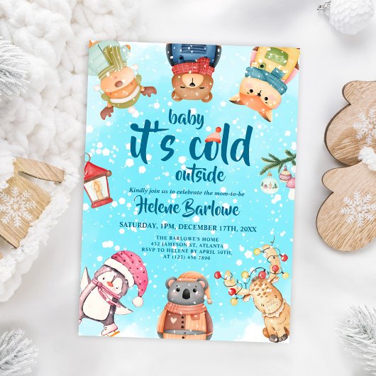 Cute Woodland Animals Winter Baby shower Kaart