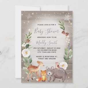 Cute Woodland Animals Winter Baby shower Neutraal Kaart