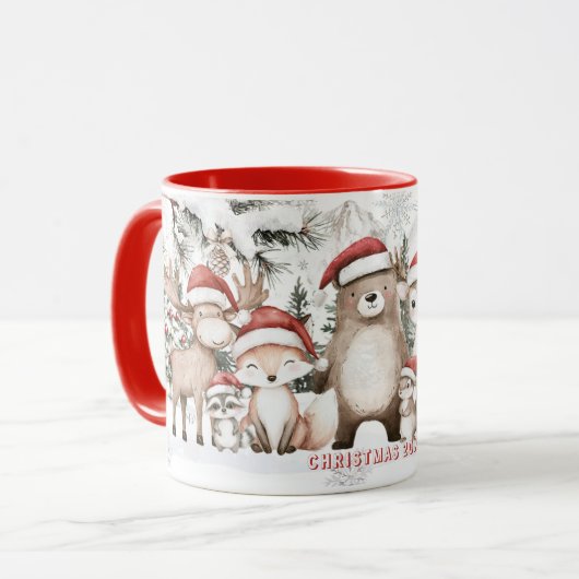 Cute Woodland Animals Winter Wonderland Christmas Mok (Voorkant links)