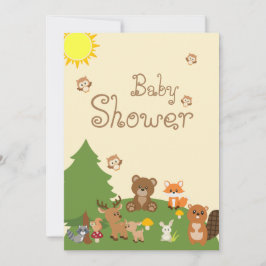 Cute Woodland Animals Yellow Sun Baby shower Kaart