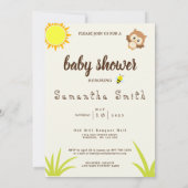 Cute Woodland Animals Yellow Sun Bees Baby shower Kaart (Achterkant)