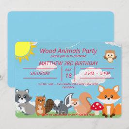 Cute Woodland Animals Yellow Sun Kaart