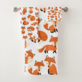 Cute Woodland Autumn Forest Fox Pattern Bad Handdoek (Insitu)