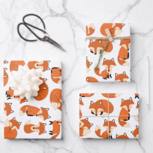 Cute Woodland Autumn Forest Fox Pattern Inpakpapier Vel