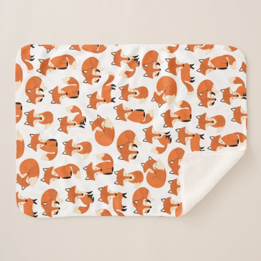 Cute Woodland Autumn Forest Fox Pattern Sherpa Deken (Voorkant (horizontaal))