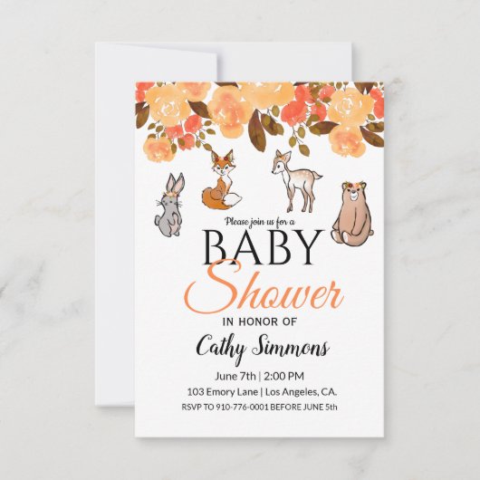 Cute Woodland Baby Animals | BABY SHOWER Kaart (Voorkant)