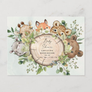 Cute Woodland Baby Animals Baby shower per post Uitnodiging Briefkaart