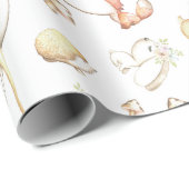 Cute Woodland Baby Animals Deer Bunny Fox Hedegel Cadeaupapier (Rol Hoek)