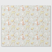 Cute Woodland Baby Animals Deer Bunny Fox Hedegel Cadeaupapier (Vlak)