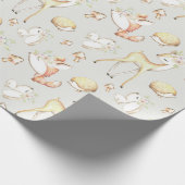 Cute Woodland Baby Animals Deer Bunny Fox Hedegel Cadeaupapier (Hoek)