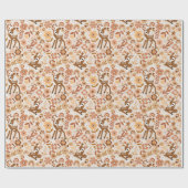 Cute Woodland Baby Deer Floral Pattern Cadeaupapier (Vlak)