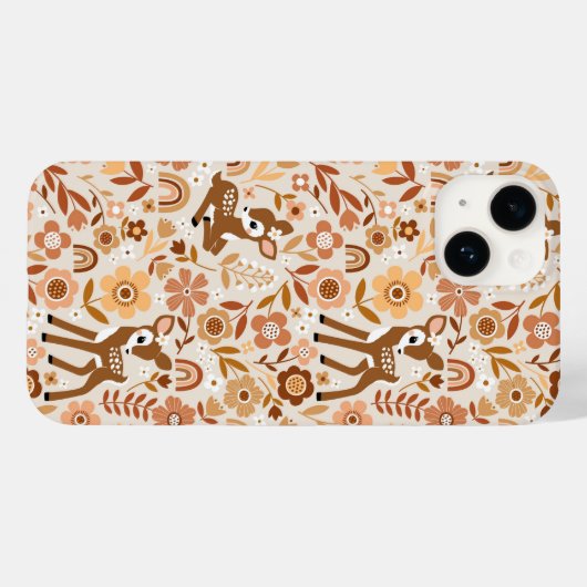 Cute Woodland Baby Deer Floral Pattern Case-Mate iPhone Case (Achterkant (horizontaal))