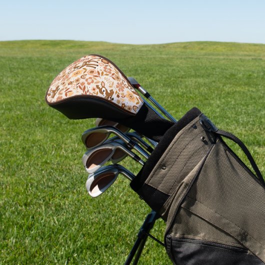 Cute Woodland Baby Deer Floral Pattern Golfheadcover (Insitu)