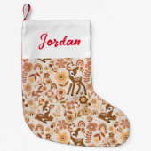 Cute Woodland Baby Deer Floral Pattern Kleine Kerstsok (Voorkant)