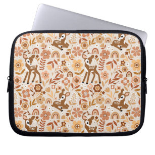 Cute Woodland Baby Deer Floral Pattern Laptop Sleeve