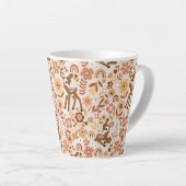 Cute Woodland Baby Deer Floral Pattern Latte Mok (Rechterhoek)
