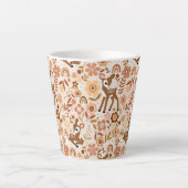 Cute Woodland Baby Deer Floral Pattern Latte Mok (Voorkant)