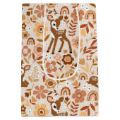 Cute Woodland Baby Deer Floral Pattern Medium Cadeauzakje (Achterkant)