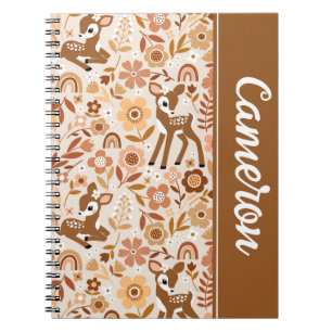 Cute Woodland Baby Deer Floral Pattern Notitieboek