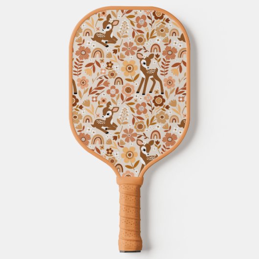Cute Woodland Baby Deer Floral Pattern Pickleball Paddle (Voorkant)
