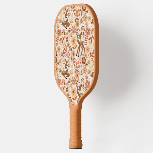 Cute Woodland Baby Deer Floral Pattern Pickleball Paddle (Links)